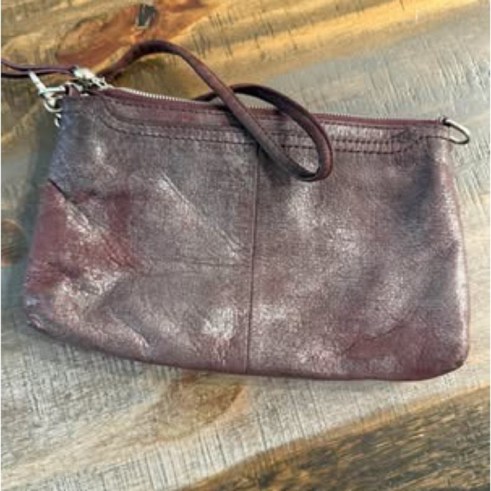 HOBO Metallic Brown Leather Wristlet